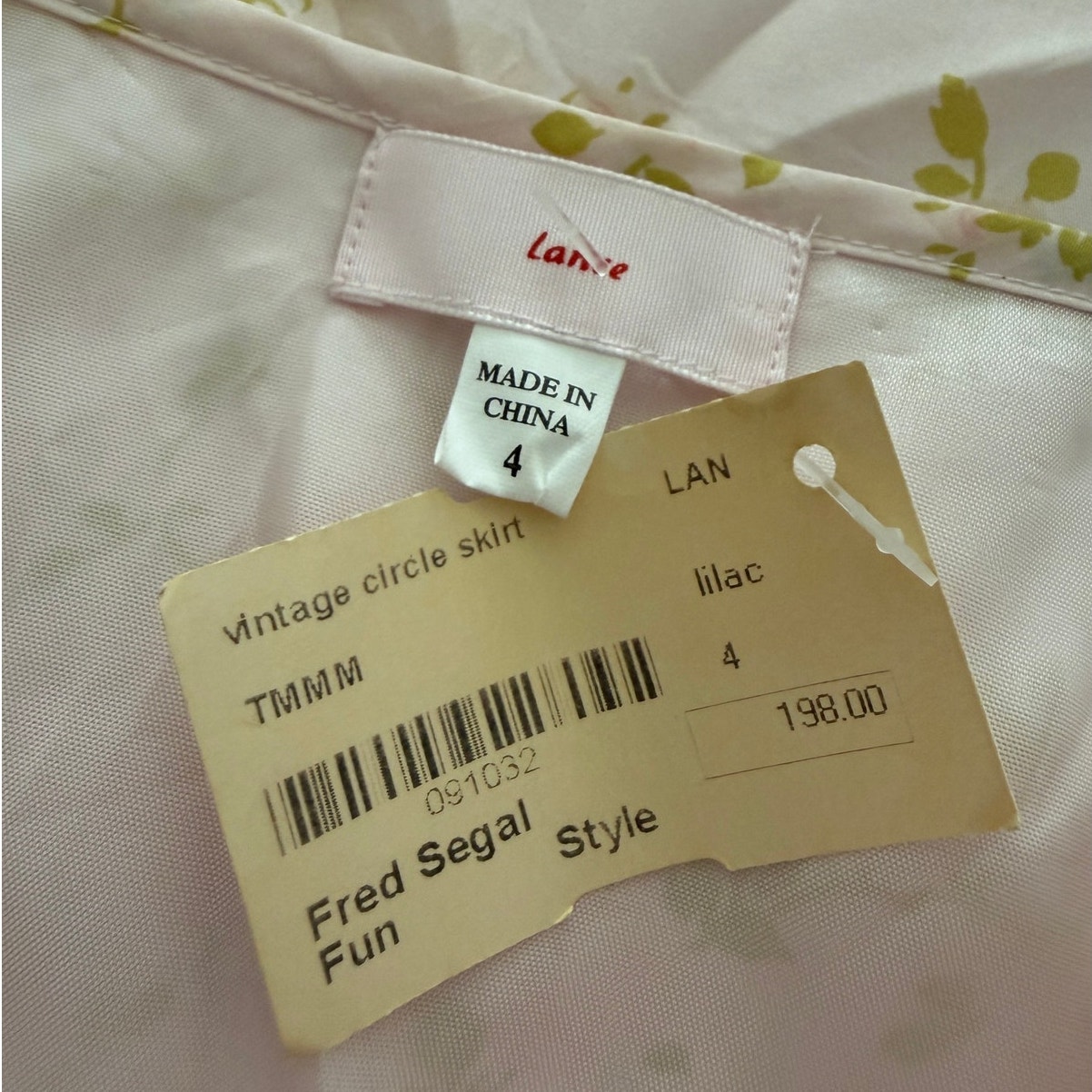 Fred Segal Nwt | Vintage Pink Floral Silk Skirt, Delicate Beadwork | Size 4 — image 7 of 7